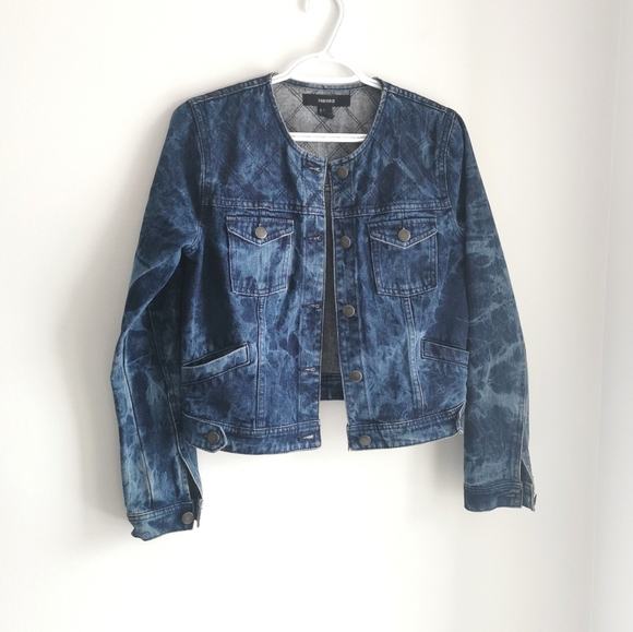 Acid Wash Quilted Denim Jacket - Picture 1 of 5